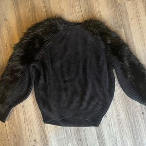H&M Navy with black fur sleeves size XS